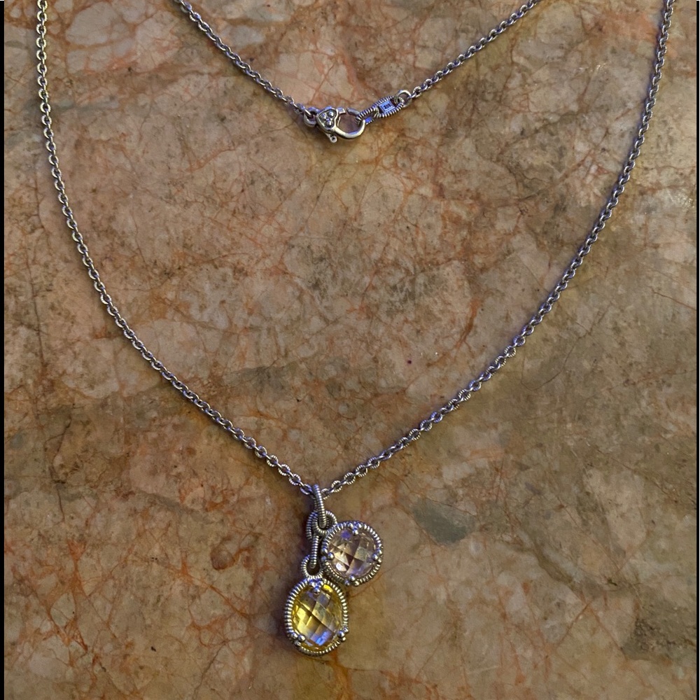 Judith Ripka Pink Quartz Canary Crystal Necklace